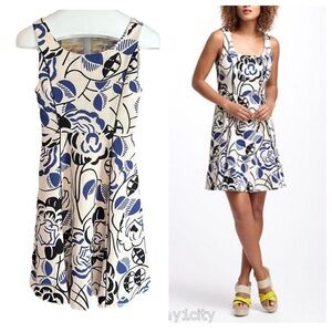 Vanessa Virginia for Anthropologie "Ink Set Blooms" sleeveless floral dress
